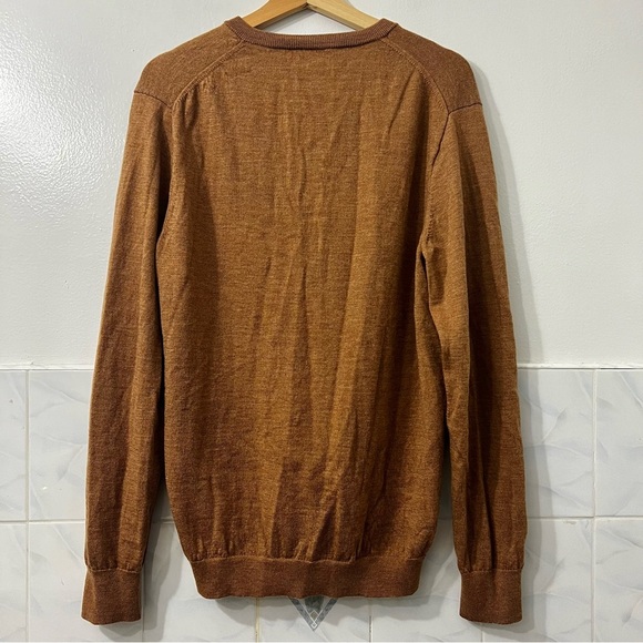 J. Crew Sweater Men's Large Tall Camel Brown 100% Merino Wool Preppy Old Money - Picture 5 of 9